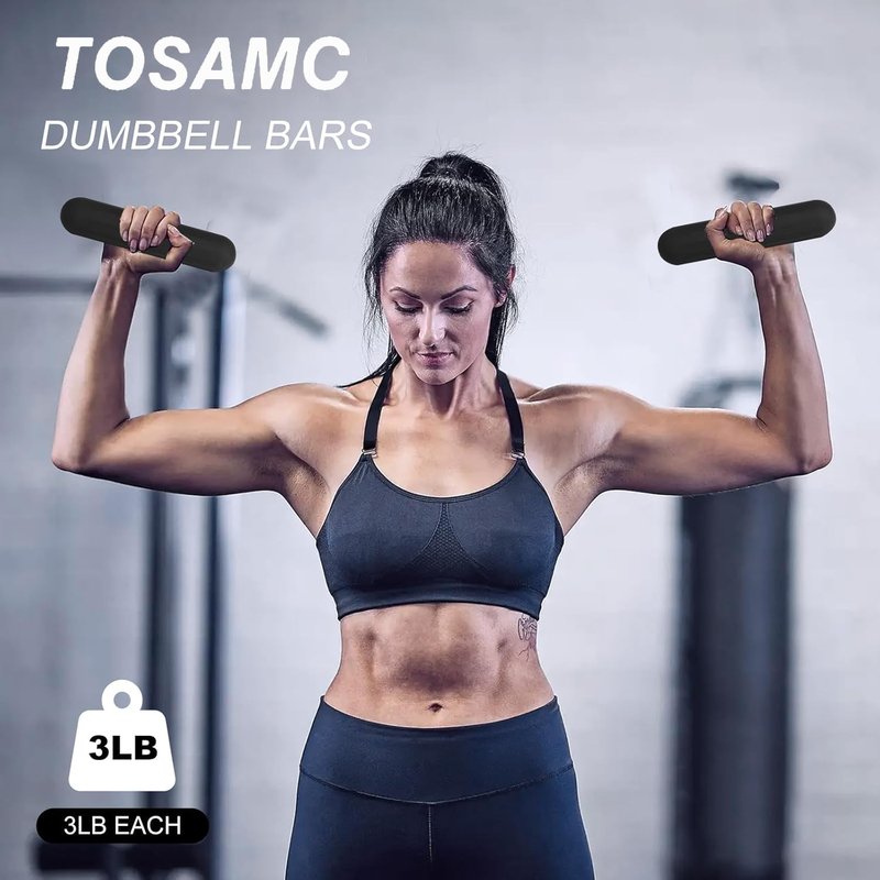 TOSAMC Dumbbell Hand Weight Bars for Women,3lbs Dumbbells Set of 2 for Walking,Workout,Pilates,Strength Training, Gym,Running,Yoga, Dance, Aerobics, Cardio Color Black