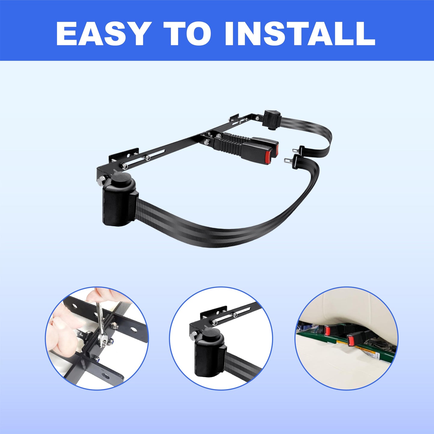 YOUXIFUN Universal Golf Cart Retractable 2 Passenger 42" Seat Belts with Bracket Kit for Yamaha Club Car DS Precedent EZGO TXT RXV