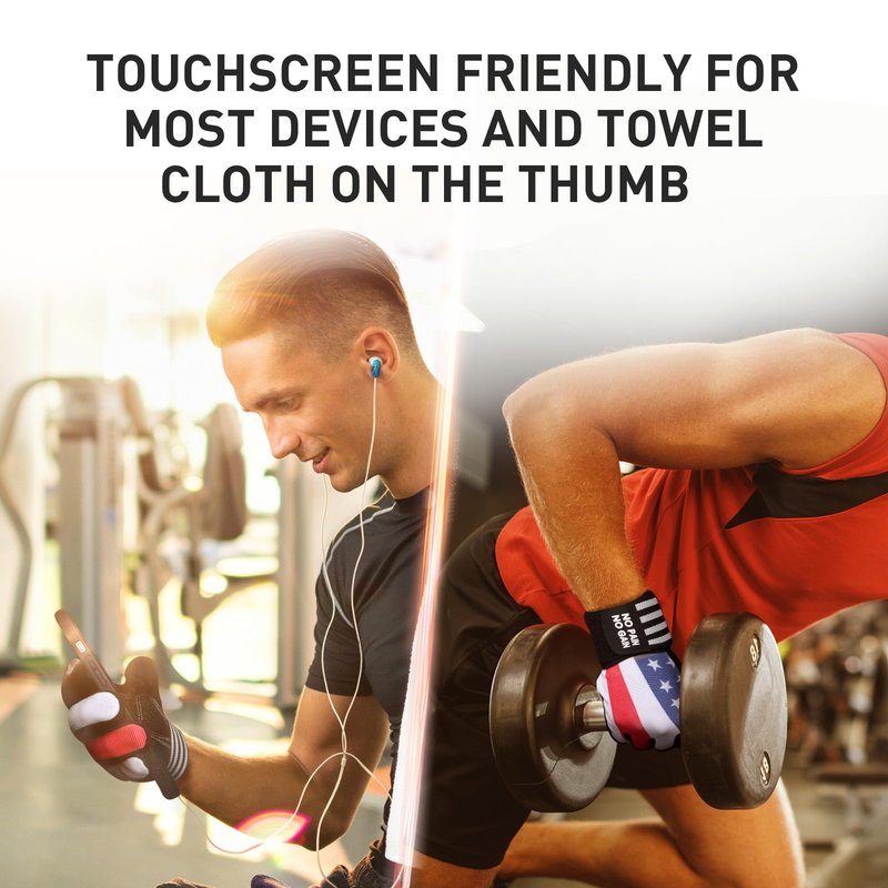 FINGER TEN Weightlifting Workout Gloves Full Half Finger with Wrist Strap Support, Padded Grip for Weight Lifting Gym Fitness Exercise Training Men Male (USA Flag, Large)