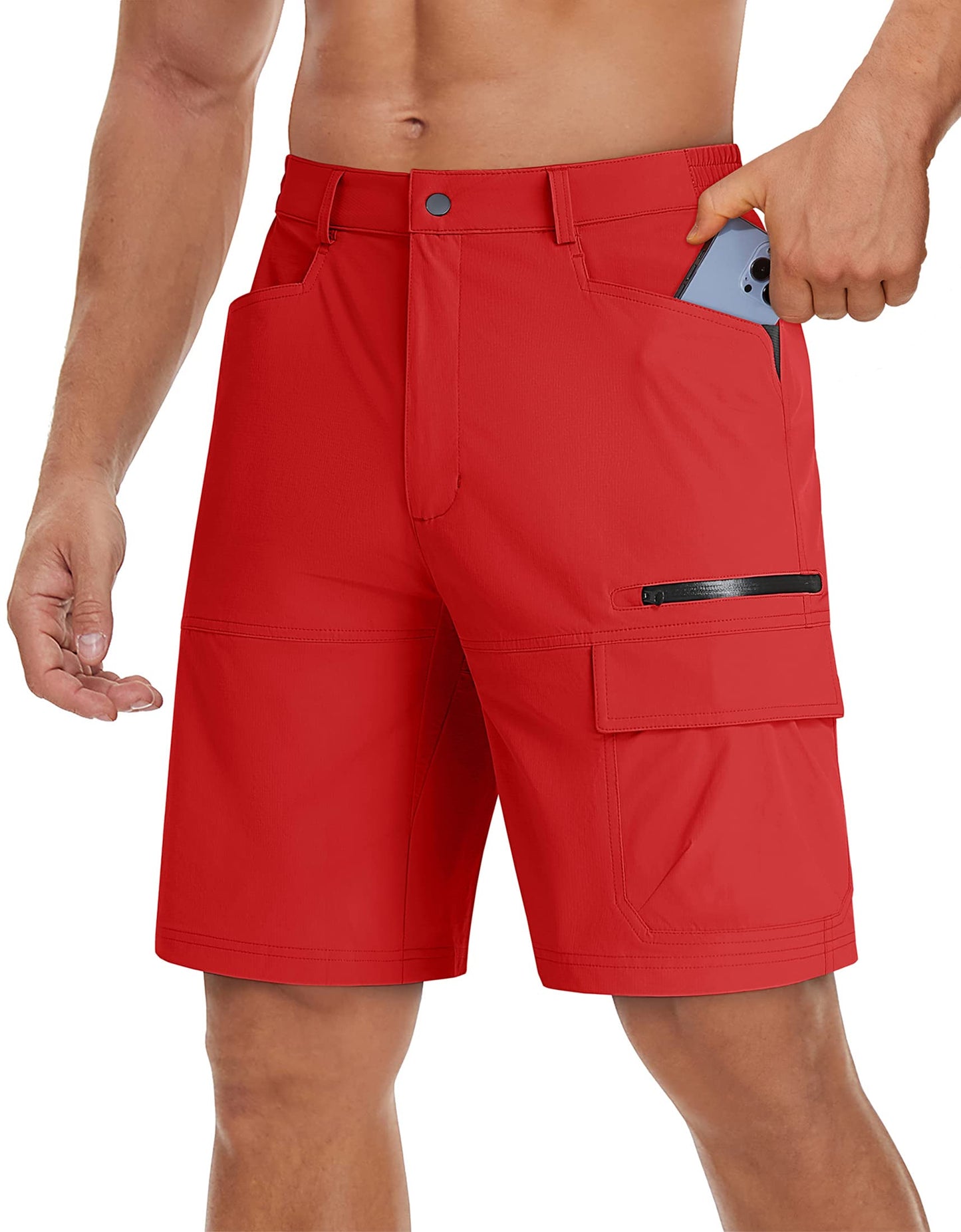 TACVASEN Mens Cargo Shorts Casual Dress Hiking Shorts Quick Dry Outdoor Waterproof Lightweight Tactical Work Fishing Travel Summer Red 40