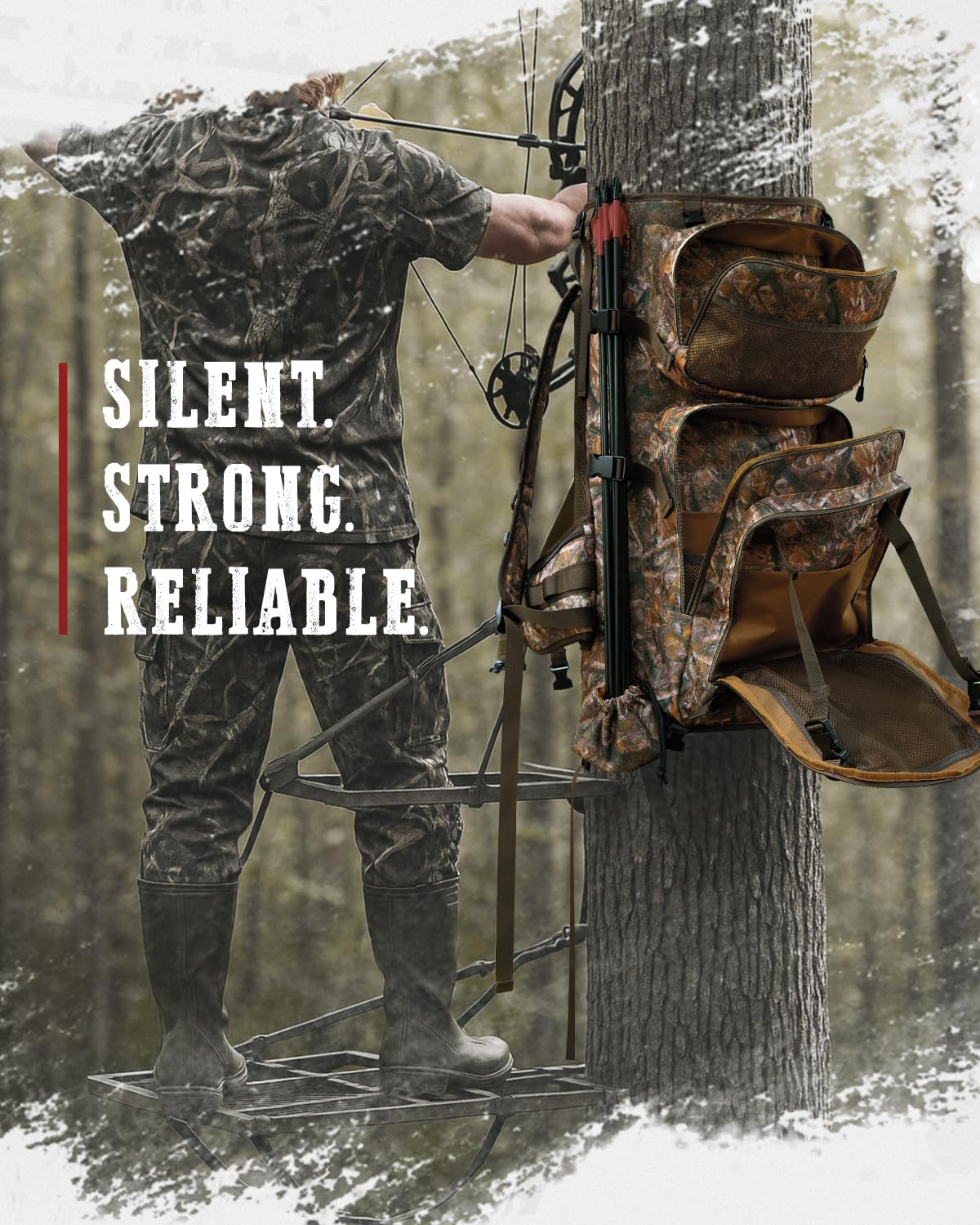 Gonex Hunting Bow Case Backpack with Detachable Arrow Tube, 900D Waterproof Polyester, Full-Padded Protection, Archery Bag with Multi-Pockets & Game Hauling Straps for Compound Bow Camo Brown