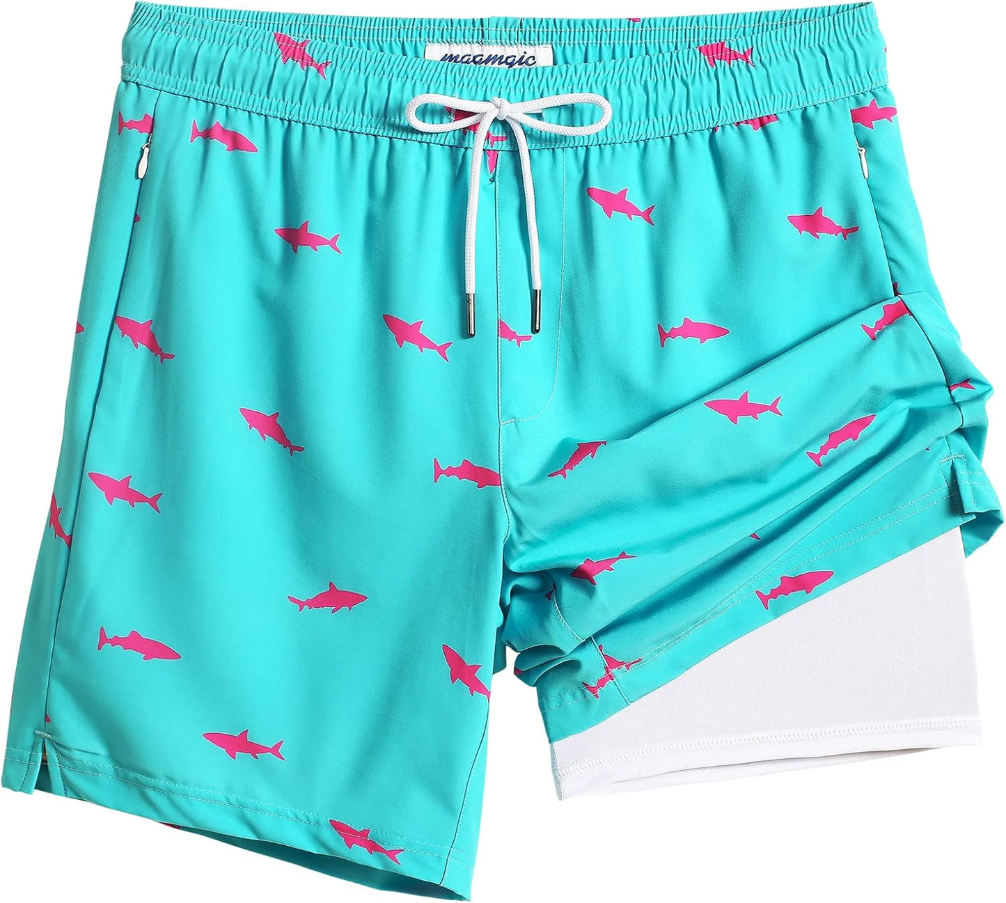Men's 2-in-1 Swim Trunks - 7 Inch Board Shorts for Active Swimming | Quick-Dry & Comfortable