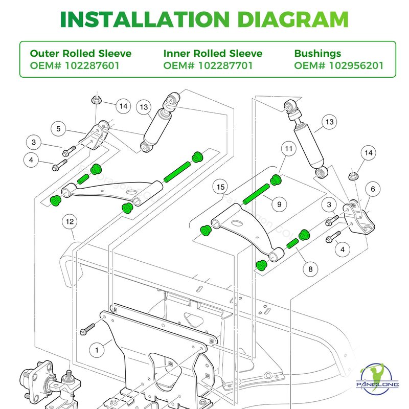 Club Car Front Control Upper A Arm Kit & Bushing and Sleeve Kit, Suitable for 2004-up Precedent and 2018-up Tempo Gas or Electric Golf Cart, OEM# 102287301, 103388501, 102287601, 102287701, 102956201