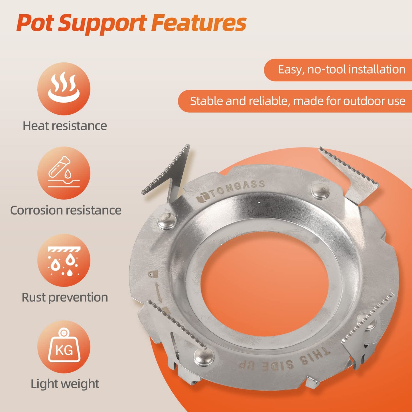 TonGass Camping Stoves Pot Support Compatible with Jetboil Stove Pot Support Stainless Steel Portable Camp Pot Stand for Jetboil Burner Replacement - Can Accommodate Up to 9" Skillets or 2L Cook Pots