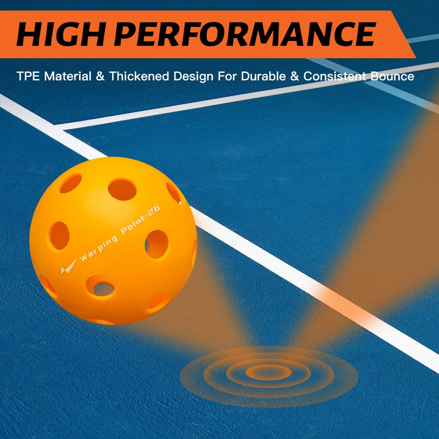 Warping Point Indoor Pickleball Balls, 12 Pack 26 Holes Orange PickleBalls with Mesh Bag, Meet USAPA Specifications, High Bounce Durable Practice Pickle Ball for Beginners Intermediate Player