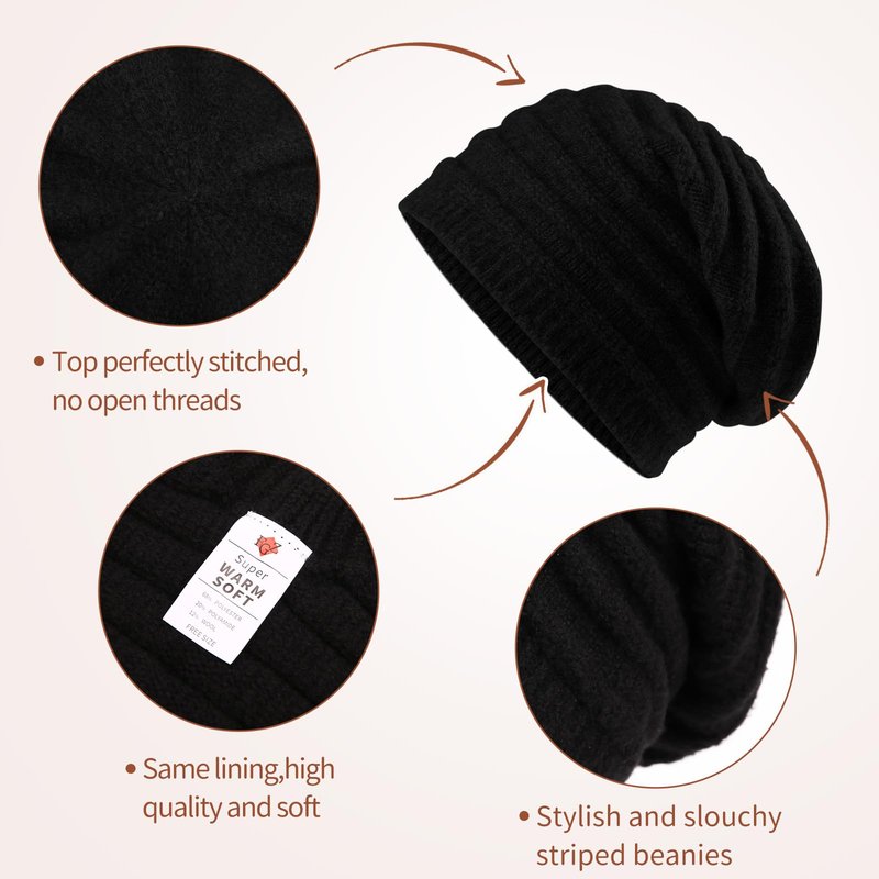 FGZ Women's Wool Blend Knitted Beanie - Ultra Soft, Seamless Slouchy Beanie Hat for Winter, Beige