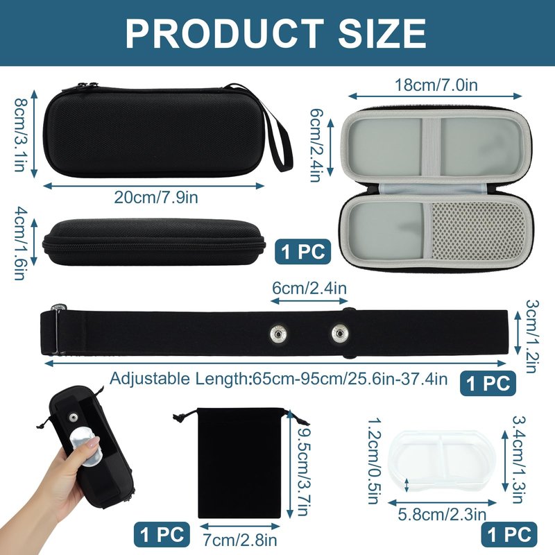Heart Rate Monitor Chest Strap Compatible with Polar H10 H9 H7 Wahoo Garmin, Adjustable Waterproof Replacement Band with Crystal Velvet Storage Case, Pill Box & Carry Pouch for Fitness Enthusiasts