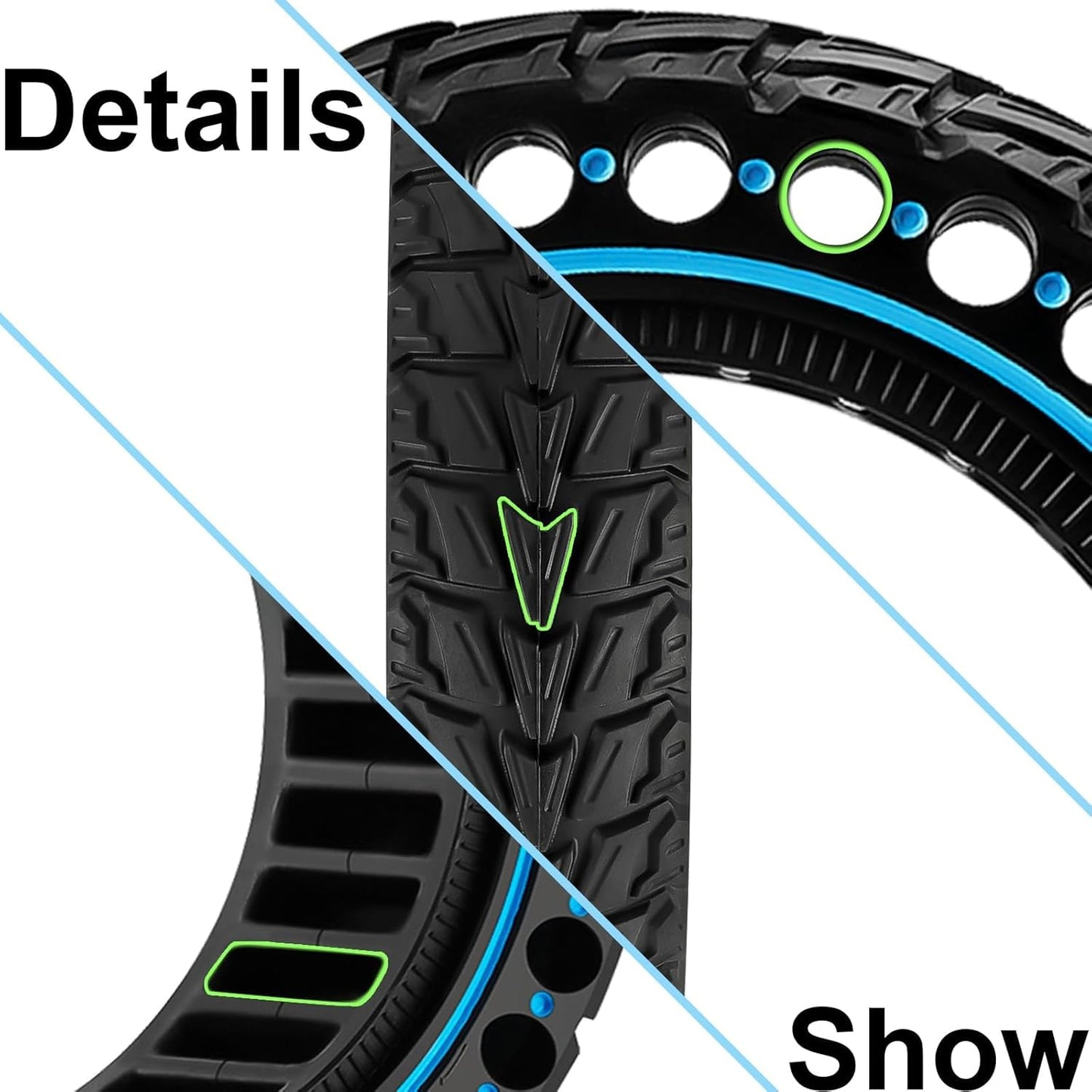 ThinkMRO 1PCS 10x2.5 inches Solid Tires for Electric Scooter, 60/70-6.5 Tire for Ninebot G30 /G30D /G30E /G30E /G30LP /G30D II /G30 Max, Tire Replacement for All 10 x 2.5'' Scooter Tires (Blue)