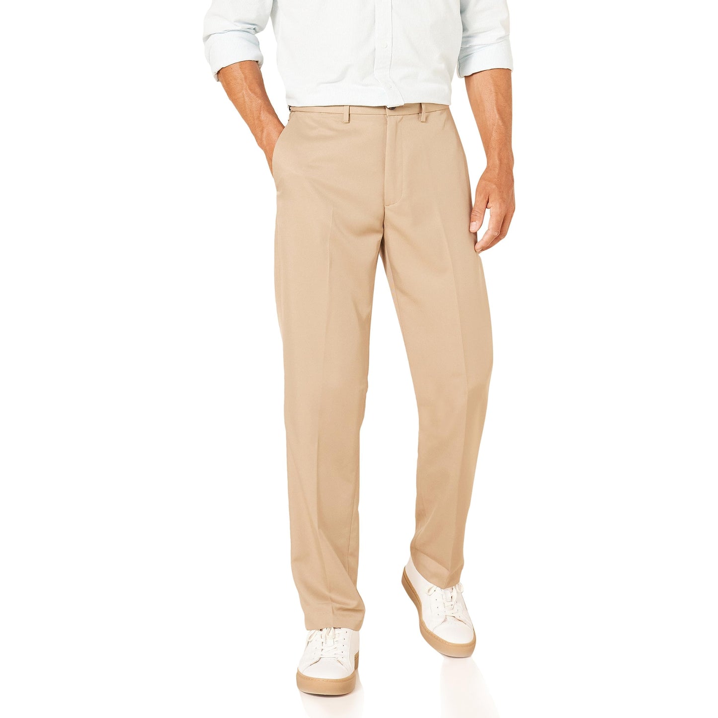 Amazon Essentials Men's Classic-Fit Expandable-Waist Flat-Front Dress Pants, Khaki, 30W x 30L