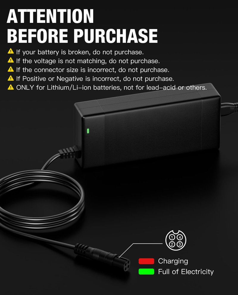 stio 63V 2A Charger for Ninebot S/S-MAX/Mini PRO/Mini lite, 4 Prong 126W Power Supply Compatible with Ninebot by Segway Go Kart Kit,Gokart PRO,Gokart PRO 2 Lithium Battery Charger Power Adapter