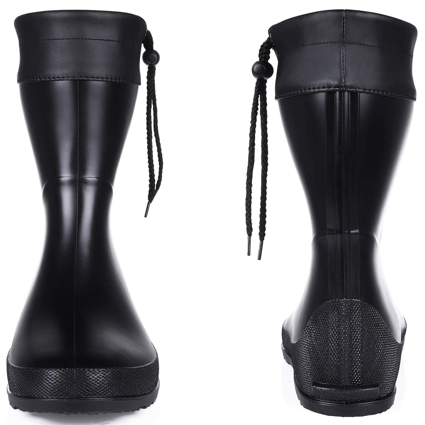 Asgard Women's Mid Calf Rain Boots Collar Gardening Boots Ultra Lightweight Portable Garden Shoes Black 39 (Size 8-8.5)
