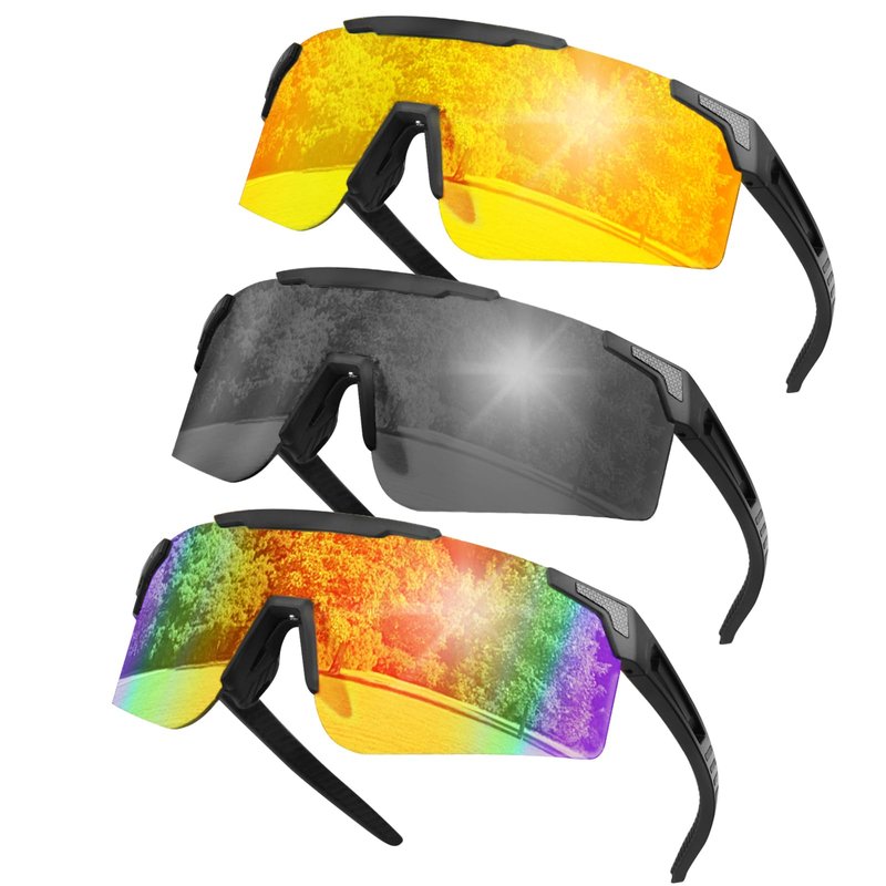 COSMOING Sport Sunglasses for Men Women, Lightweight Cycling Sun Glasses with UV400 Protection for Cycling Running Fishing Driving