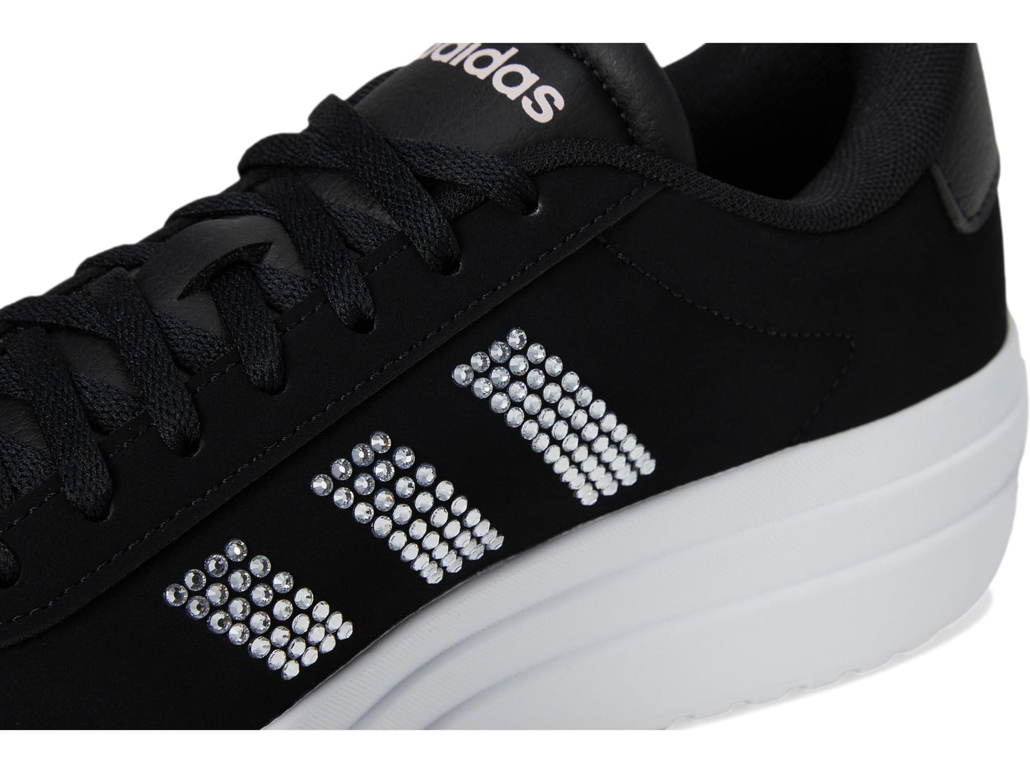 adidas Women's VL Court Bold Sneaker, Black/White/Clear Pink, 7.5