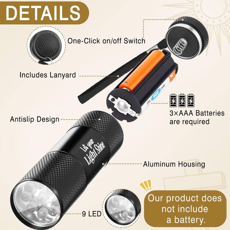 24 Set Christian Mini Flashlight Bulk Religious Gifts Let Your Light Shine Include 9-LED Flashlights Cards Packing Bag for Church Sunday School Party Favors,No Battery