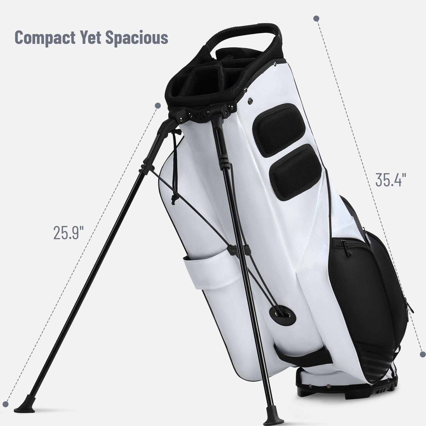 UNIHIMAL 8-Way Golf Stand Bag, Lightweight Walking Golf Bag with Full-Length Dividers, Cooler Pocket and Rain Hood, for Men Women, Black White