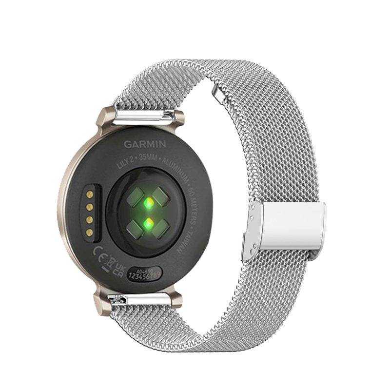 Compatible with Garmin Lily 2/Lily 2 Active Watch Band for Women Metal Mesh Bands Stainless Steel Loop Replacement Bracelet Strap Wristbands (Silver)
