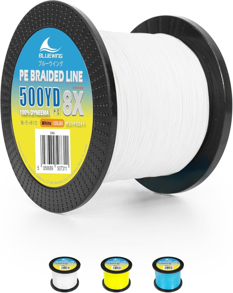 Braided Fishing Line - PE 8 Strands, Abrasion Resistant | 300/500/3000 Yards, 15-120 LB, Thin Diameter, Saltwater Fishing