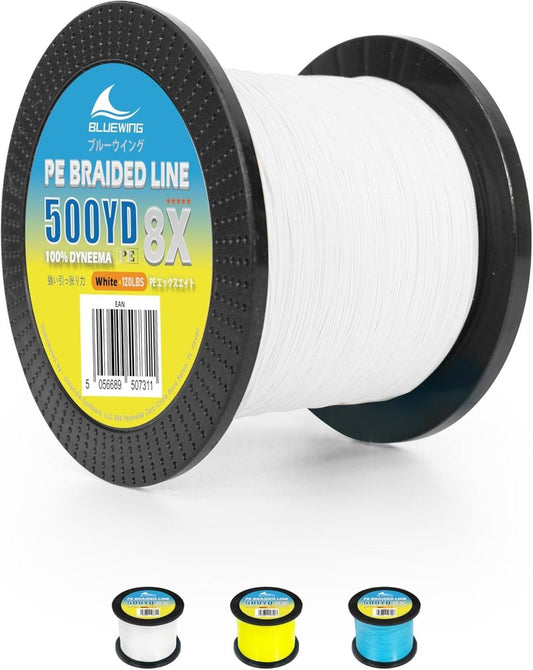 Braided Fishing Line - PE 8 Strands, Abrasion Resistant | 300/500/3000 Yards, 15-120 LB, Thin Diameter, Saltwater Fishing