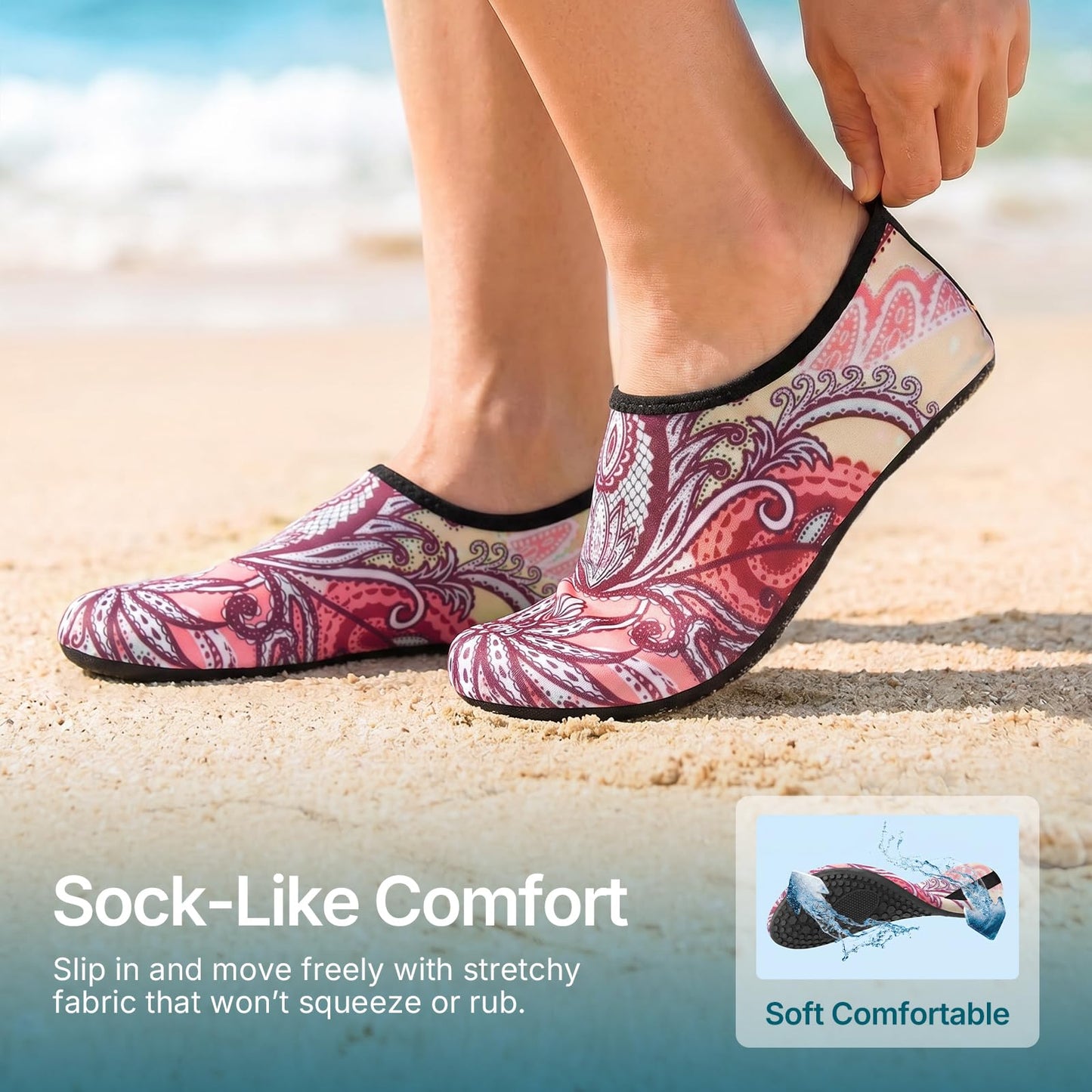 Water Shoes for Women Men Quick-Dry Aqua Socks Swim Beach Barefoot Yoga Exercise Wear Sport Accessories Pool Camping Must Haves Adult Youth Size 10-11Women/9-10Men