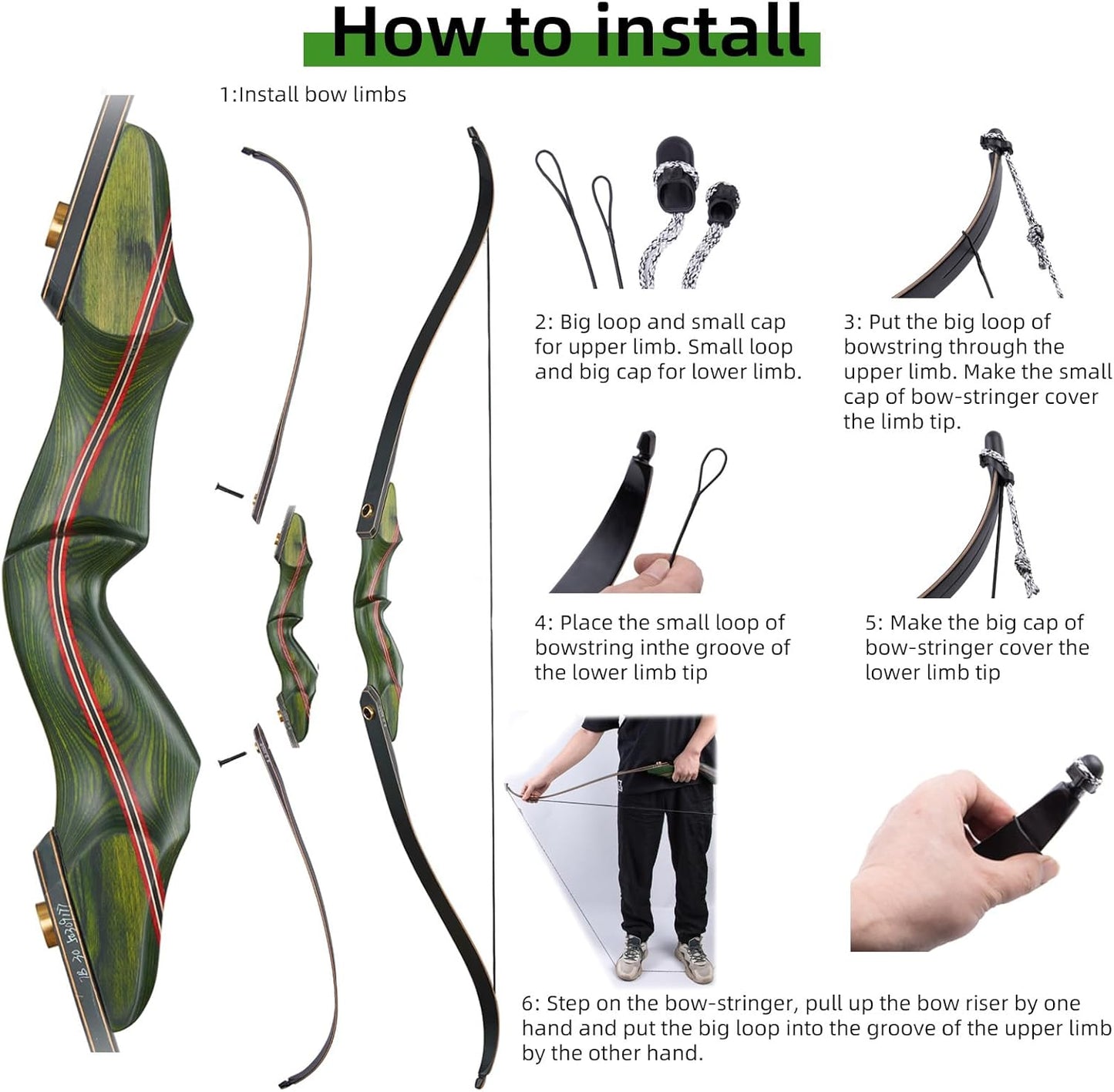 Archery 60" Recurve Bow and Arrow Set - 30-50lbs Right Hand Wooden Bow for Outdoor Hunting & Practice | Beginner Kit
