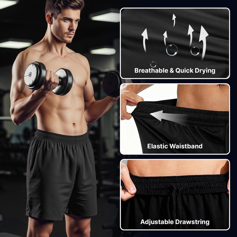 TRUPPALAND Men's Athletic Shorts 5 Pack, Quick Dry Gym Shorts with Pockets Workout Running Sports Shorts for Men