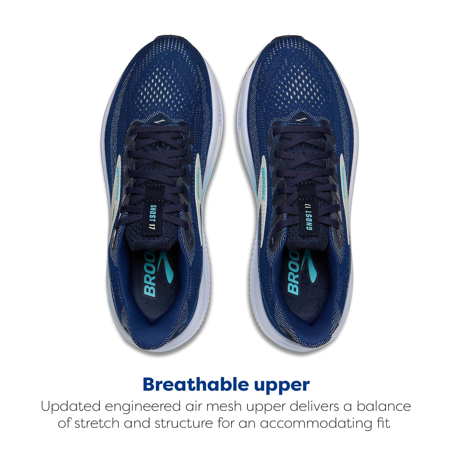 Brooks Women’s Ghost 17 Neutral Running Shoe - Navy/Green/Turquoise - 8.5 Medium