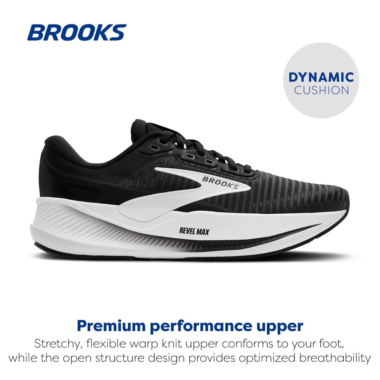 Brooks Women’s Revel Max Neutral Running & Walking Shoe - Black/Grey/White - 10 Medium