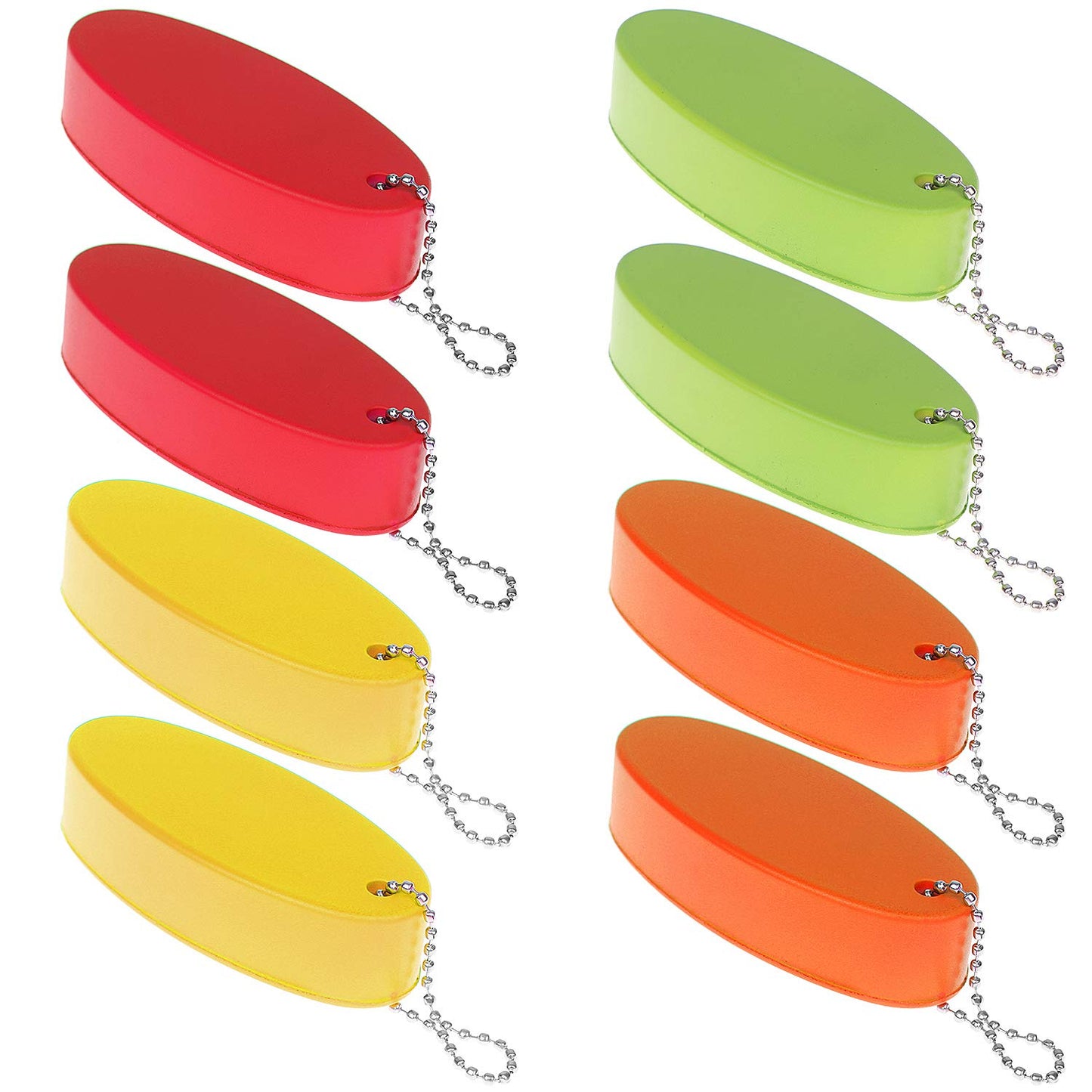 8Pcs Foam Floating Keychain Oval Shaped Foam Floating Key Ring Foam Floater Key Chain for Boating Fishing Surfing Sailing and Outdoor Sports, 4 Colors