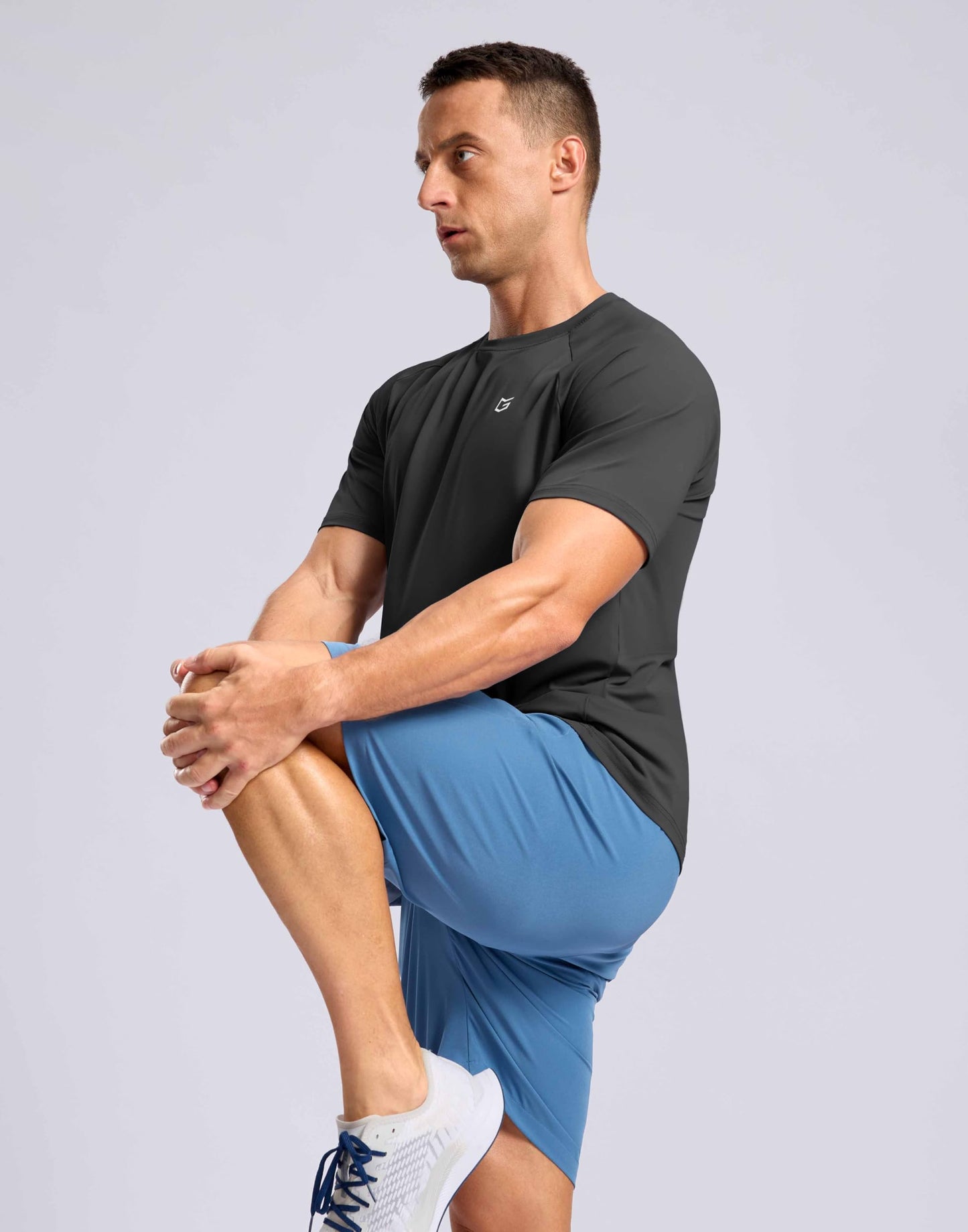 G Gradual Men's Athletic Workout T-Shirts Moisture Wicking Cooling Running Shirts Short Sleeve Performance Tee for Gym Tennis(Dark Grey,4XL)