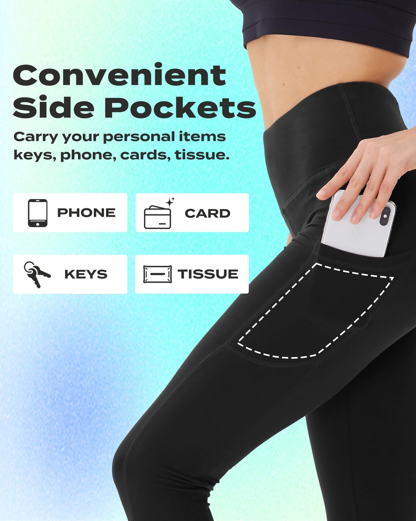 TNNZEET Capri Leggings for Women - Tummy Control Black Leggings with Pockets High Waisted Yoga Pants Workout Cycling Leggings