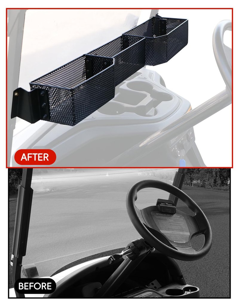 LUXEMOTO Inner Front Storage Basket for Yamaha G29, Large Compartments Dashboard Front Storage Tray Organizer for Yamaha G29 and Drive 2 Golf Cart Accessories, No Drilling
