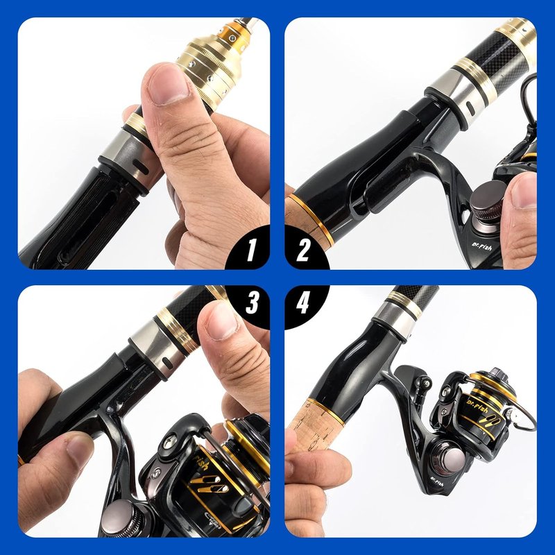 Dr.Fish Ice Fishing Rod and Reel Combo - Complete Winter Fishing Kit with Spinning Pole, Jigs & Tackle