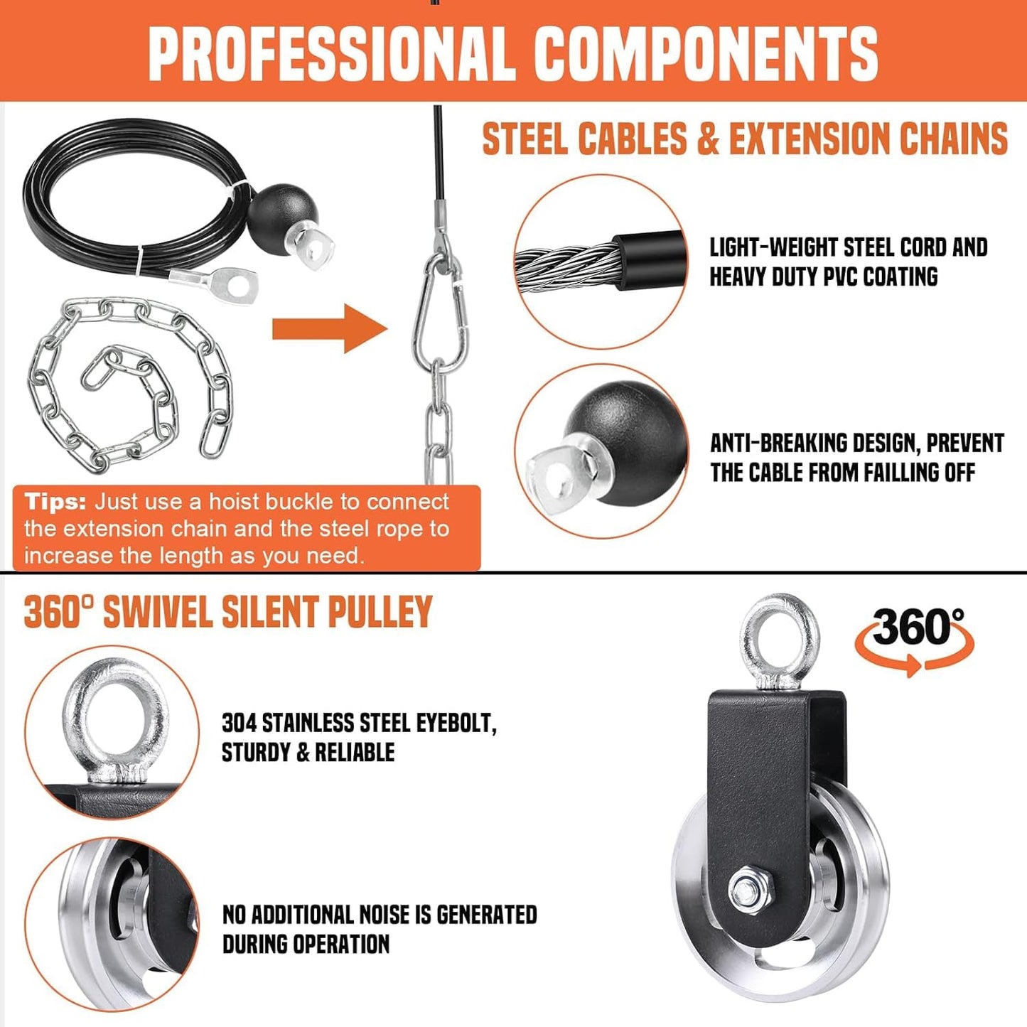 SERTT Weight Cable Pulley System Gym, with Upgraded 2 in 1 Loading Pin,for Tricep Pull Down, Bicep Curl, Shoulder, Back, Forearm Home Gym Equipment