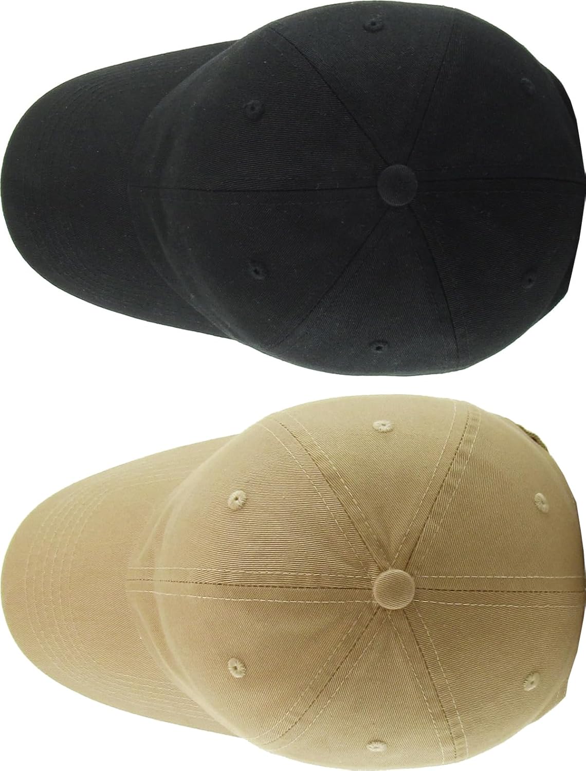 Classic Low Profile Cotton Baseball Cap | Adjustable Dad Hat for Men & Women - Black & Khaki