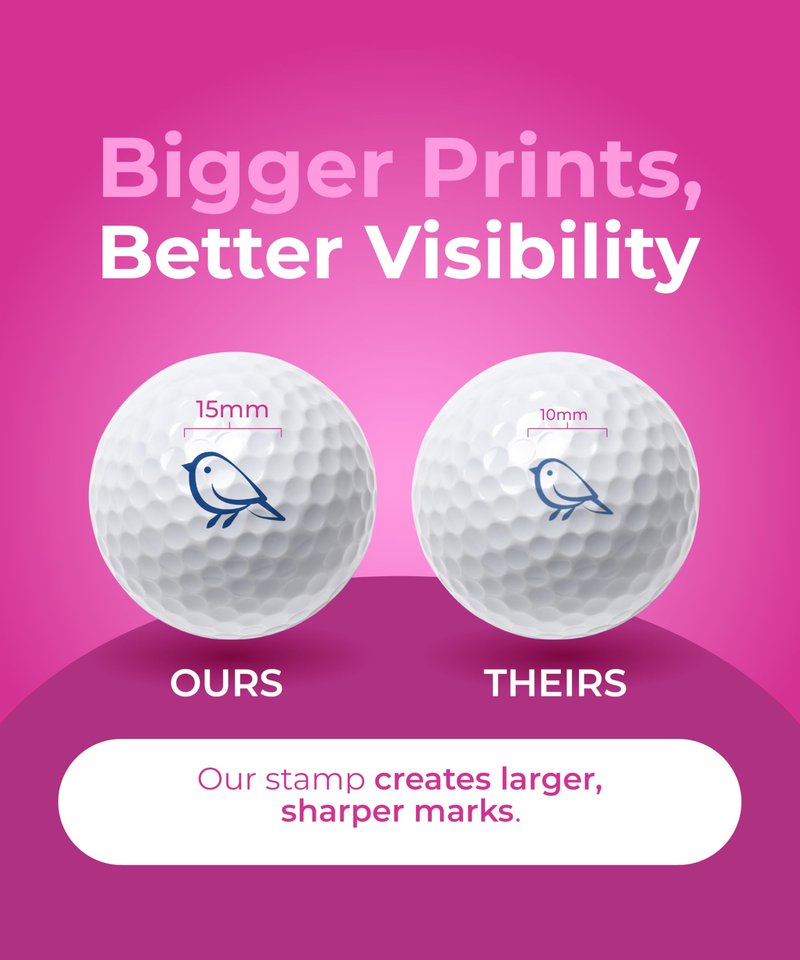 Obirdie Self-Inking Golf Ball Stamp | Chic & Fun Golf Ball Stamper | Fast-Drying, Waterproof Golf Ball Marker Stamp | Reusable Golf Accessories for Women | Golfer Gifts | Golf Gadgets (Heart)