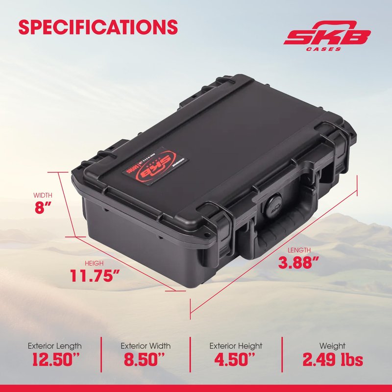 SKB iSeries 1006-3 Waterproof Compact Hard Case, Polypropylene Shell with Cubed Foam and Durable Latches for Travel Storage, Black