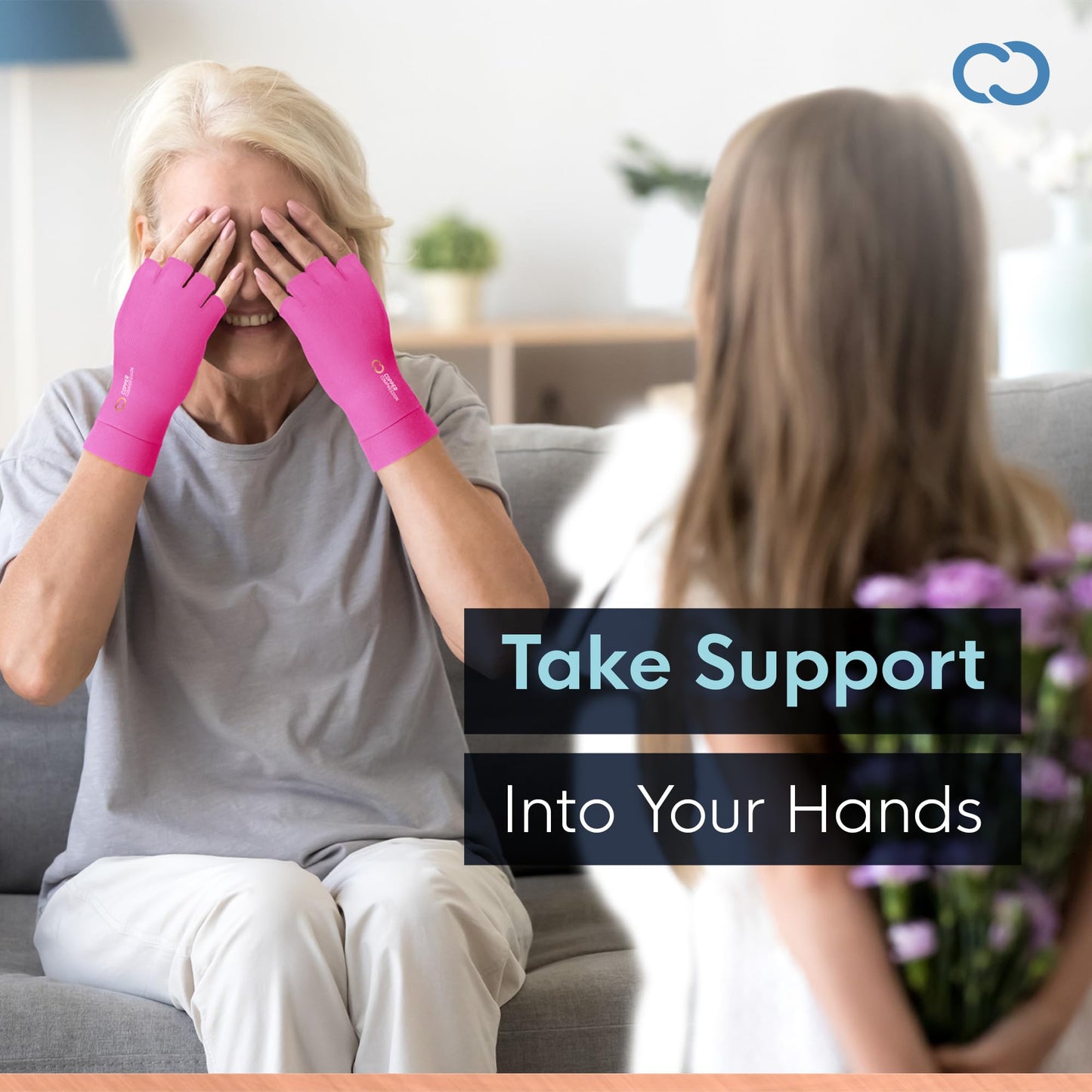 Copper Compression Arthritis Gloves | Fingerless Arthritis Carpal Tunnel Pain Relief for Men & Women | Hand Support Wrist Brace for Neuropathy, Rheumatoid, Tendonitis, Swelling, Crocheting Pink XL