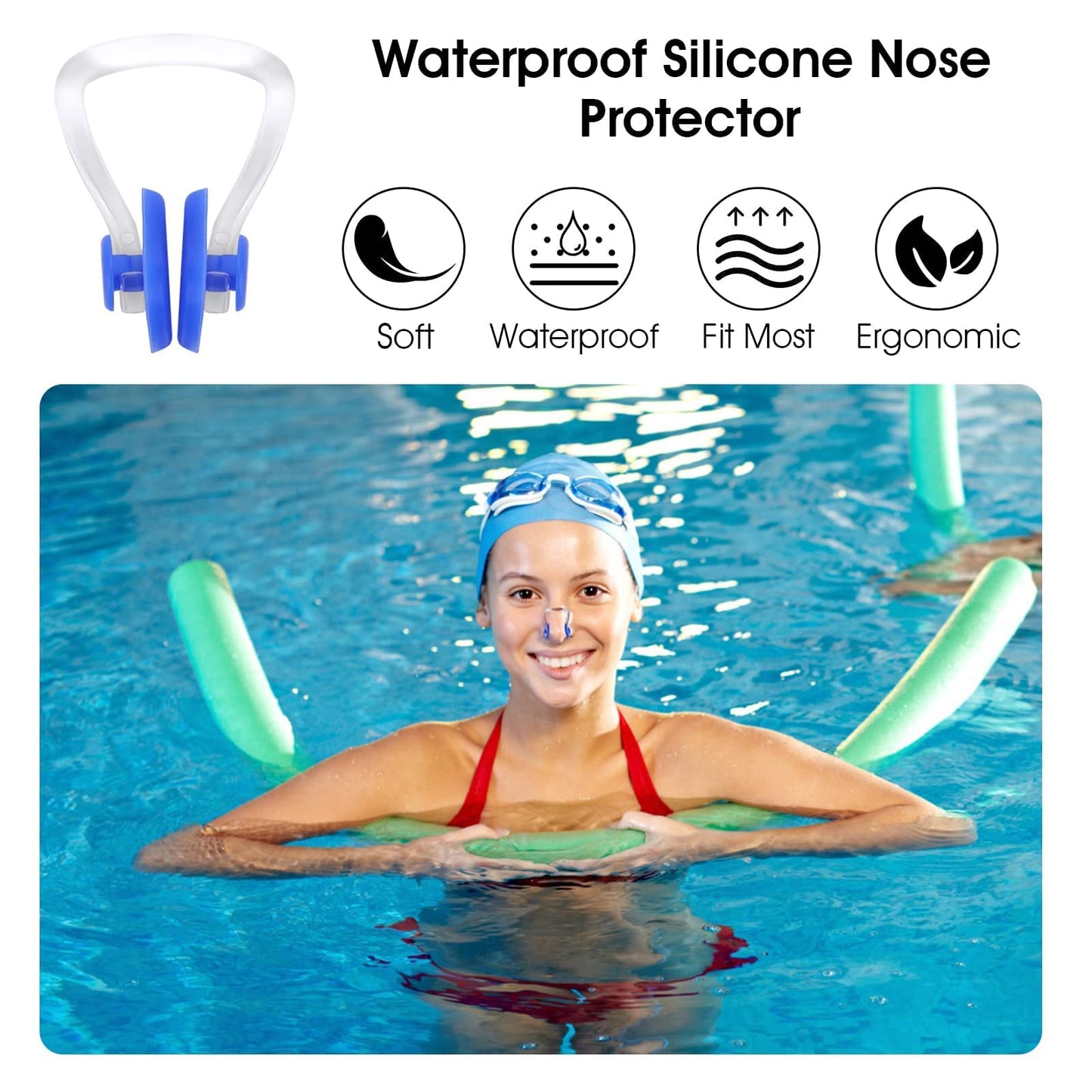 YUANQIAN 18Pcs Swimming Nose Clip, Silicone Swim Nose Plugs with Waterproof Silica Gel for Kids (Age 7+) and Adults, Multi-Color