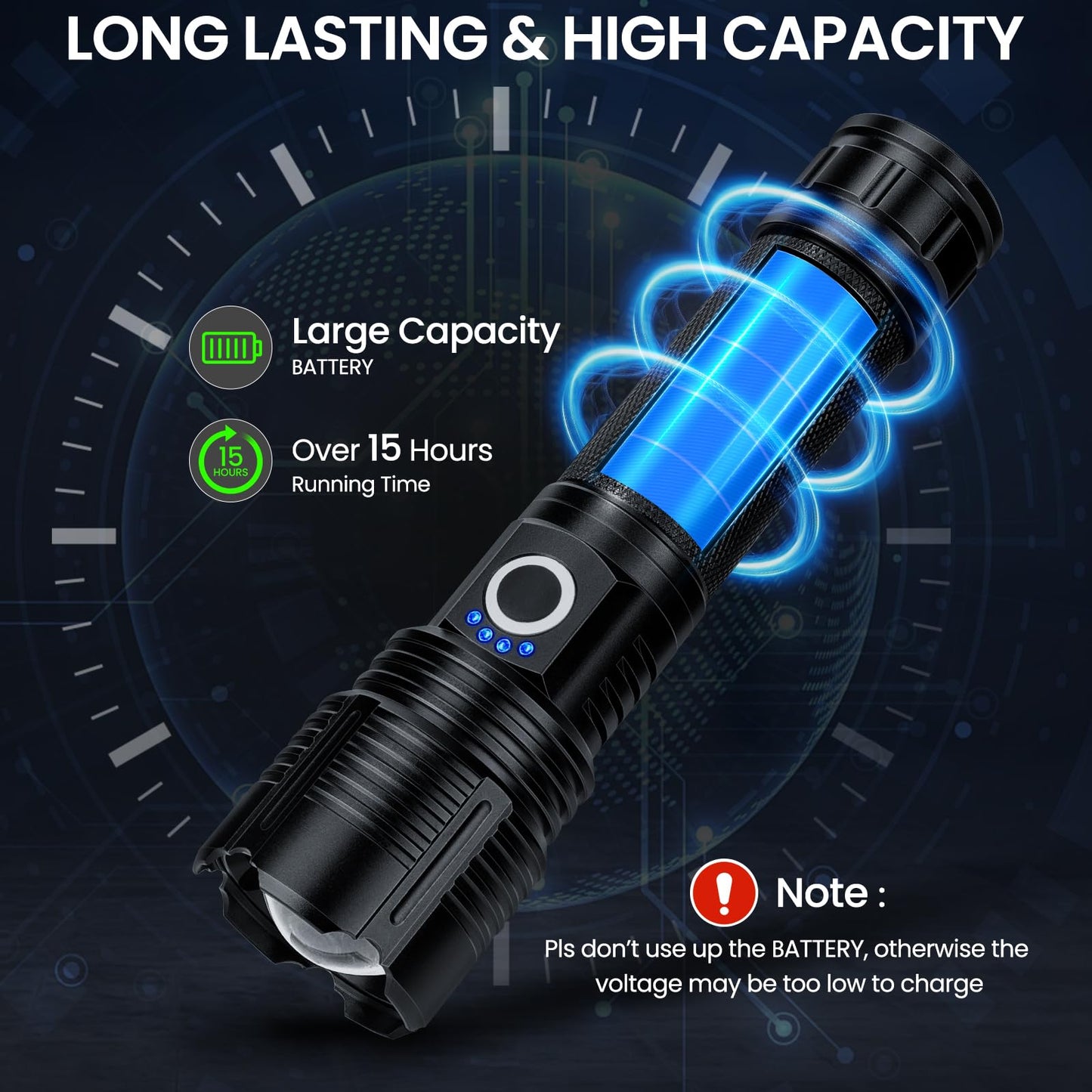 BEFAMALI 4 Pack Flashlight Rechargeable High Lumens, 99000LM Flash Light, Adjustable LED Bright Flashlights with 5 Modes & USB Cable, Waterproof Powerful Flashlight for Home Camping Outdoor