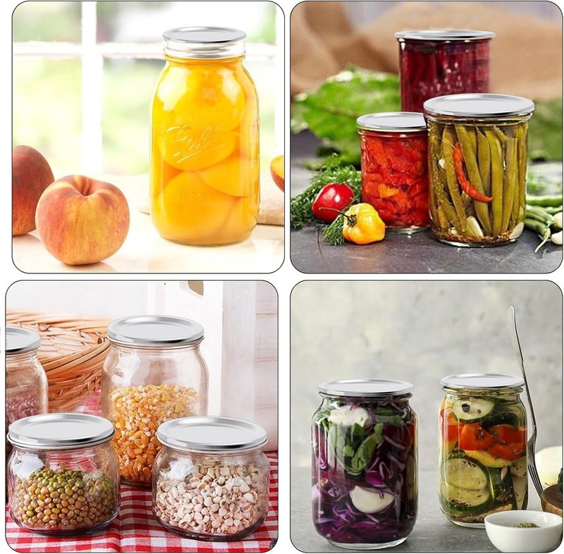 Mason Jar Lids - 48PCS Wide & Regular Mouth Vacuum Seal Compatible | No Date Reminder