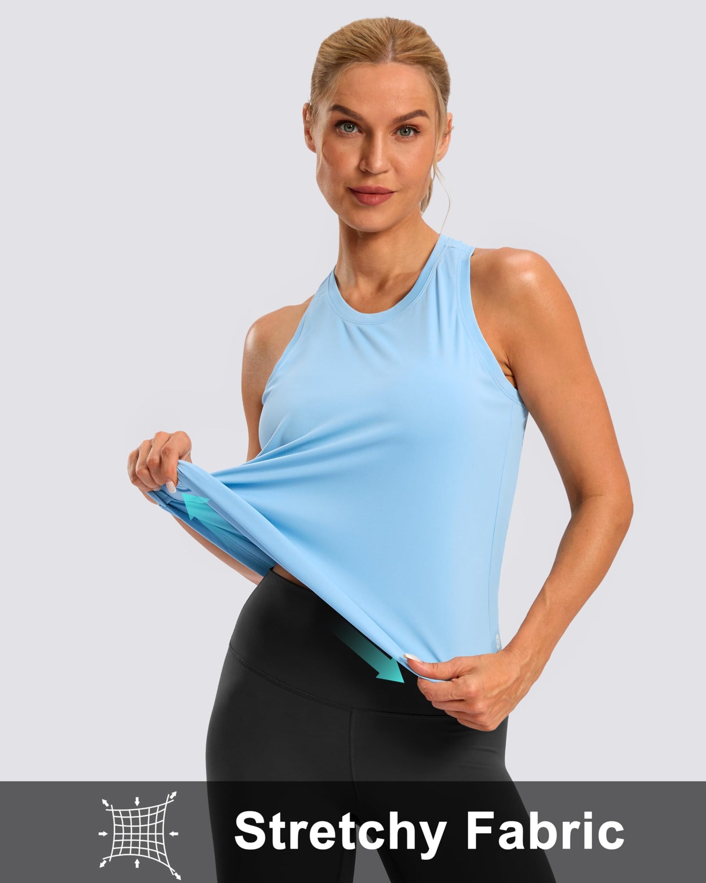 G Gradual Women's Workout Tank Tops Racerback Athletic Yoga Tops Loose Fit Sleeveless Running Gym Sports Shirts for Women(Haze Blue,M)