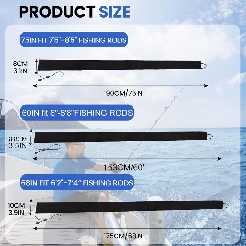 Fishing Rod Sleeve - Neoprene Protective Case for Casting, Trolling & Spinning Rods | Travel & Storage Solution