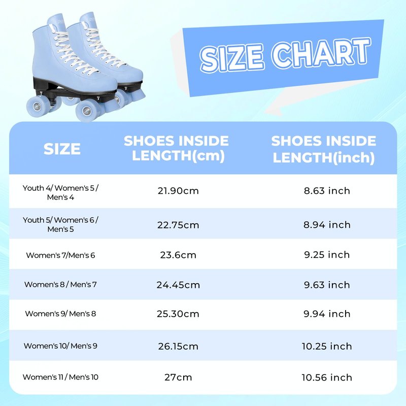 Nattork Roller Skates for Women Outdoor Indoor Four-Wheel Fun Fashionable Roller Skates for Men Girls Boys Blue