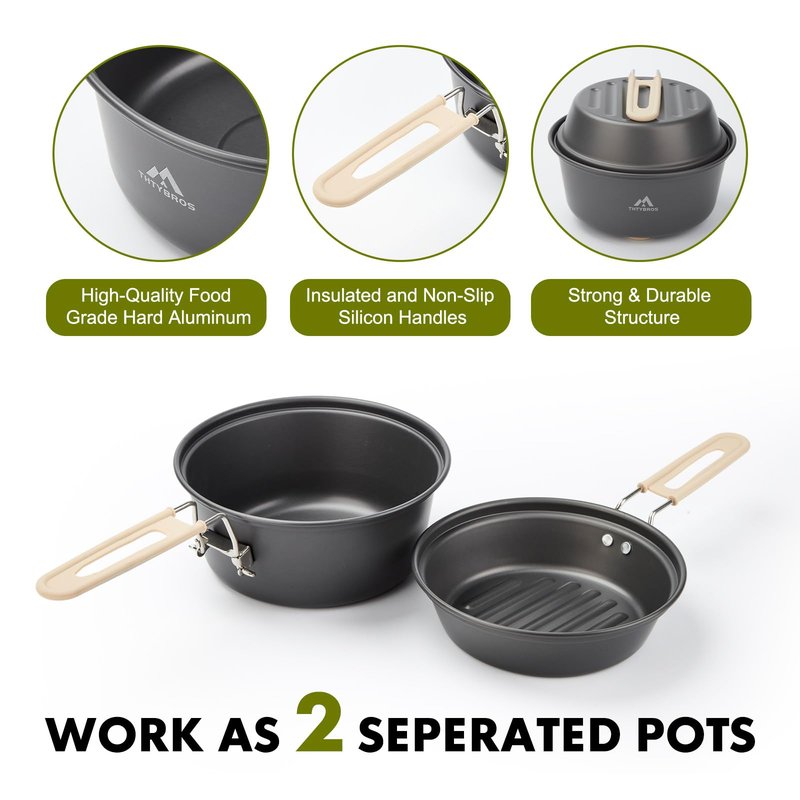 15pcs Camping Cookware Kit,Camping Cookware Mess Kit with 3500W Stove,Pot,Pan,Kettle Set with Stainless Steel Cup,Forks Knives Spoons for Hiking,Camping,Outdoor Cooking and Picnic