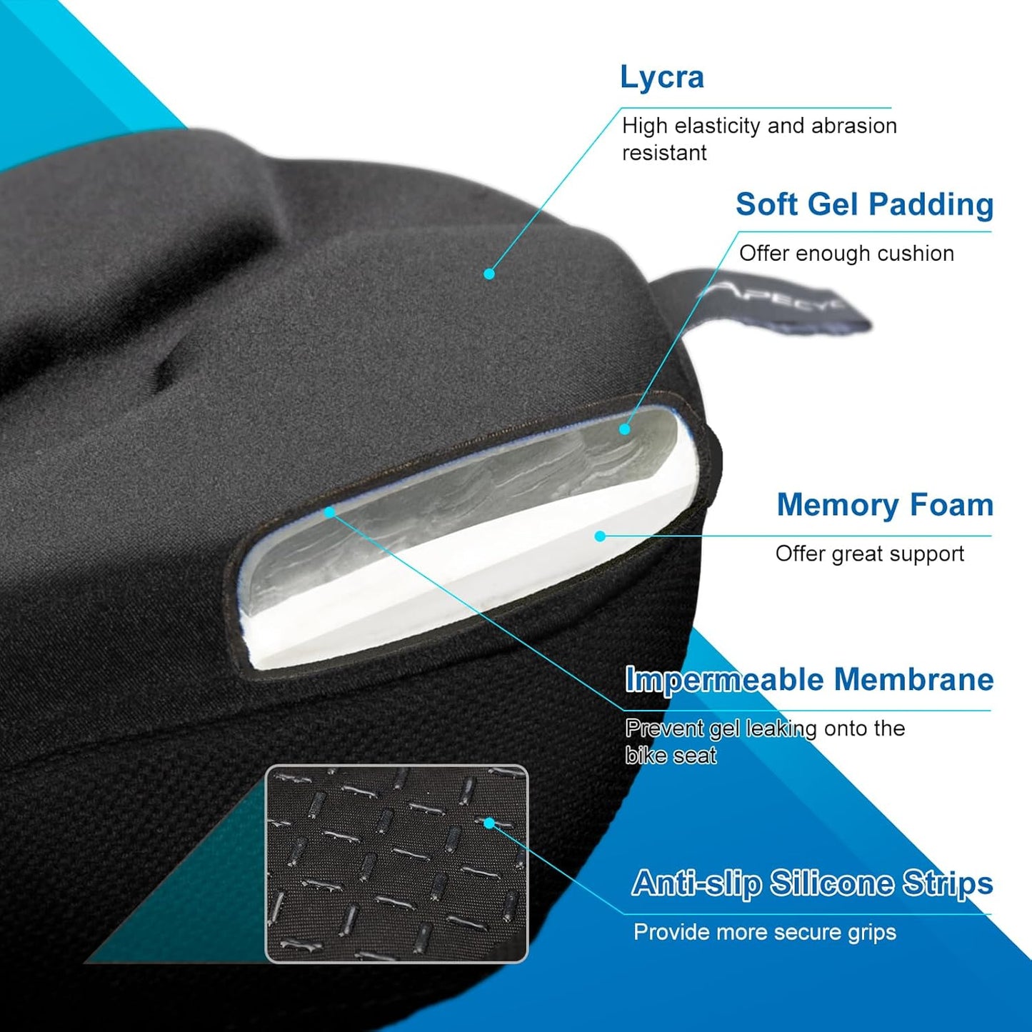 Bike Seat Cushion | Gel Padded Saddle Cover for Men & Women - Extra Soft Comfort for Peloton, Stationary & Mountain Bikes