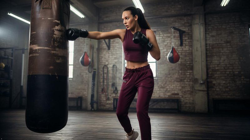 Haowind Joggers for Women with Pockets Elastic Waist Workout Sport Gym Pants Comfy Lounge Yoga Running Pants(Burgundy L)