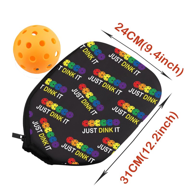 PWHAOO 2PC Pickleball Paddle Covers Funny Pickleball Paddle Pouch Gift Impeccable Gift For Pickleball Players & Fans (JUST DINK IT Paddle)