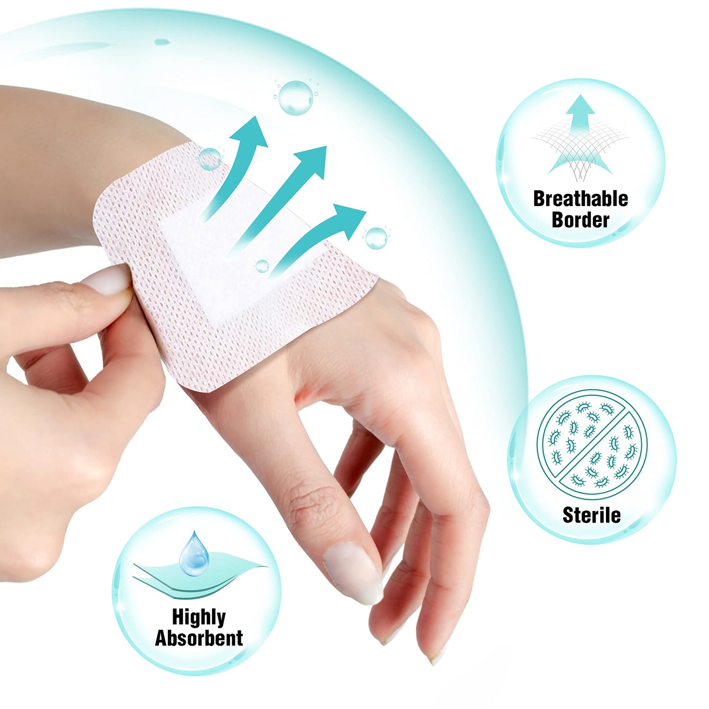 General Medi Sterile Island Dressing Bordered Gauze – 50 Count, 4" x 4" Gauze Pads, Wound Care Pad with Adhesive Border - Sterile, Soft & Highly Absorbent Medical Grade Dressing Pad