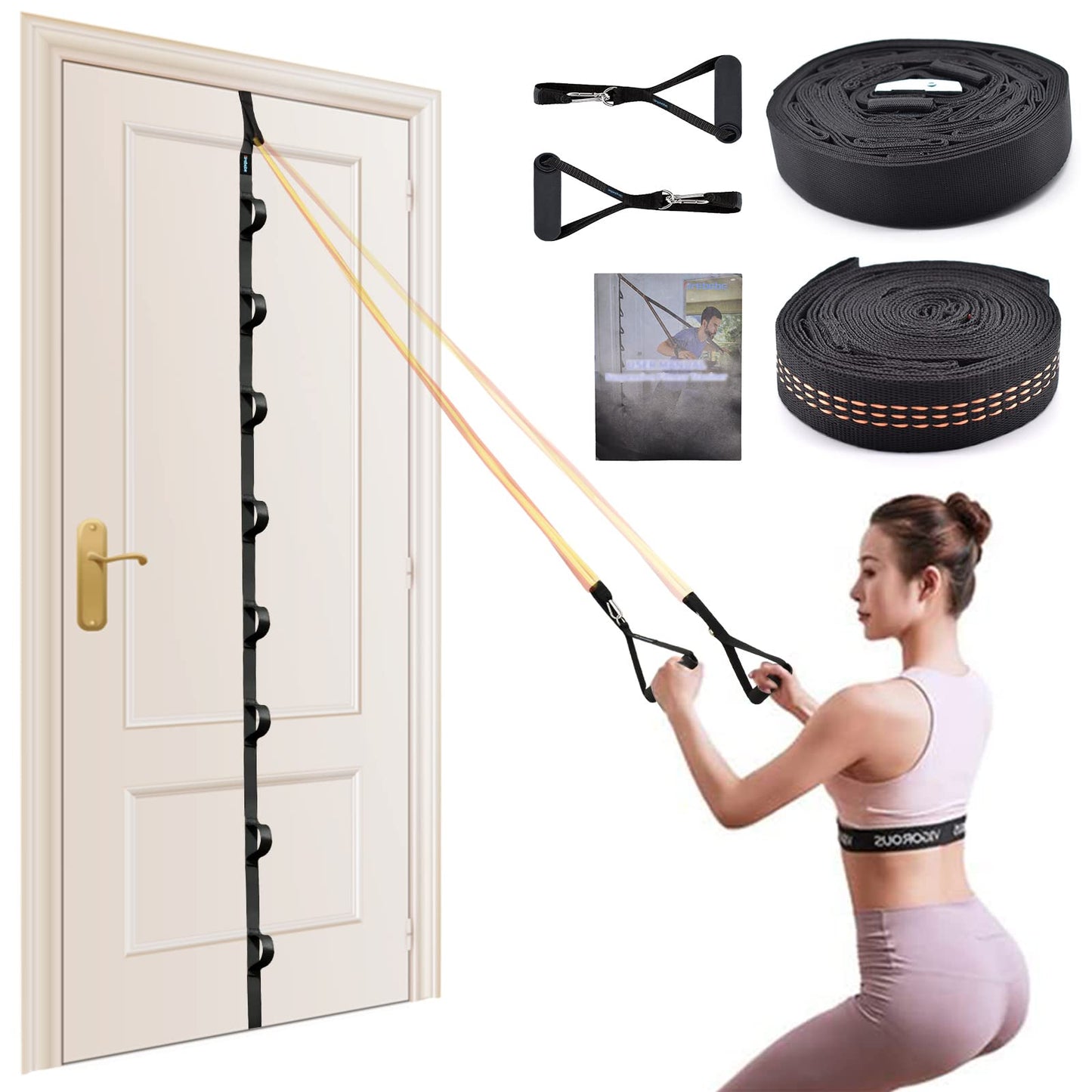 Brebebe Door Anchor Straps for Resistance Bands Exercises, Multi Points Anchor Bodyweight Resistance, All-in-one Portable Complete Home Gym Workout Equipment for Full Body Exercise