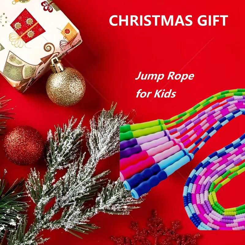 Jump Rope for Kids - Adjustable Tangle-Free Beaded Design | Perfect Christmas Gift for Ages 4-12 (Blue, Green, Purple, Red)